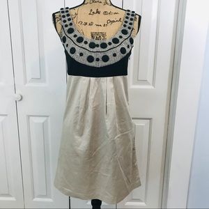 Banana Republic Cotton Khaki and Black Dress